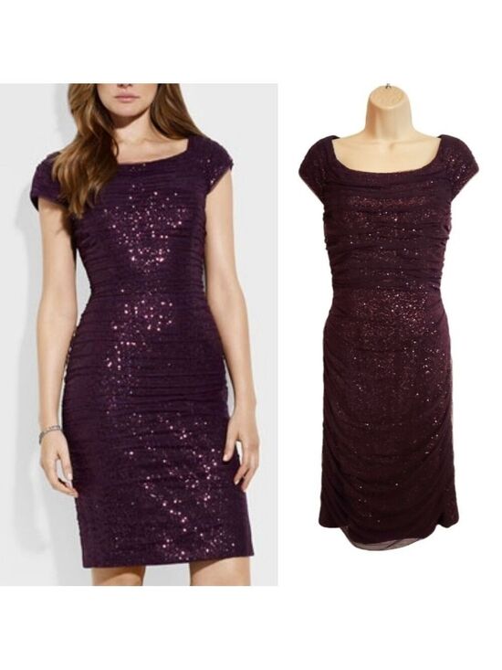 Lauren Ralph Lauren Dresses & Skirts - Lauren Ralph Lauren Sequin Dress Off Shoulder Plum Size 10